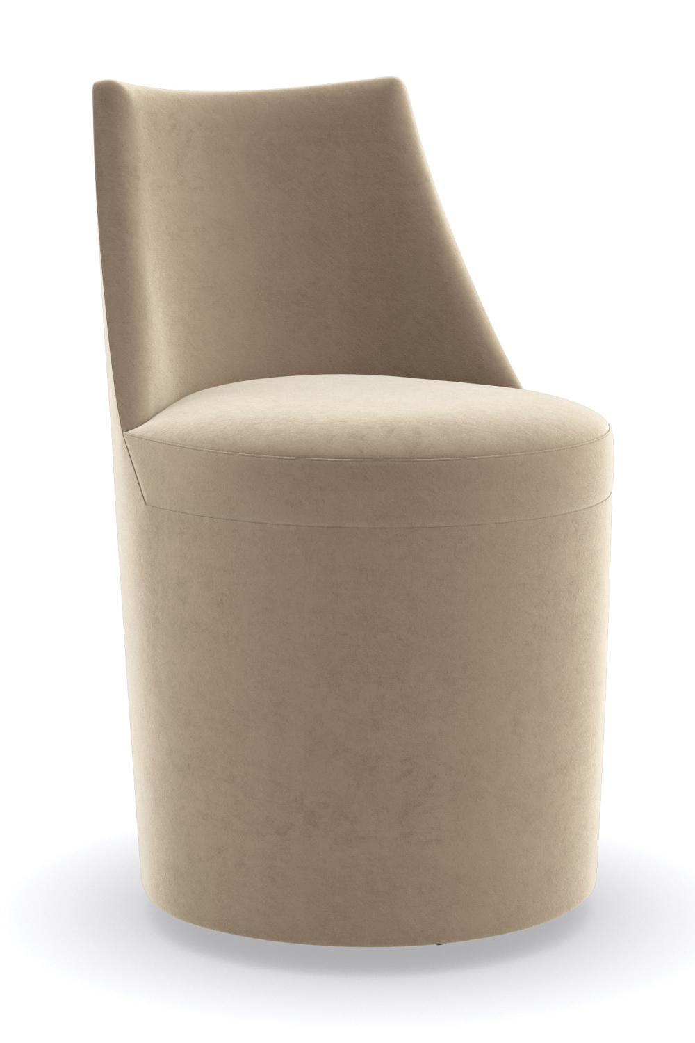 Krzesło do jadalni w kolorze taupe velvet | Caracole Barrel Roll | Caracole.eu.com