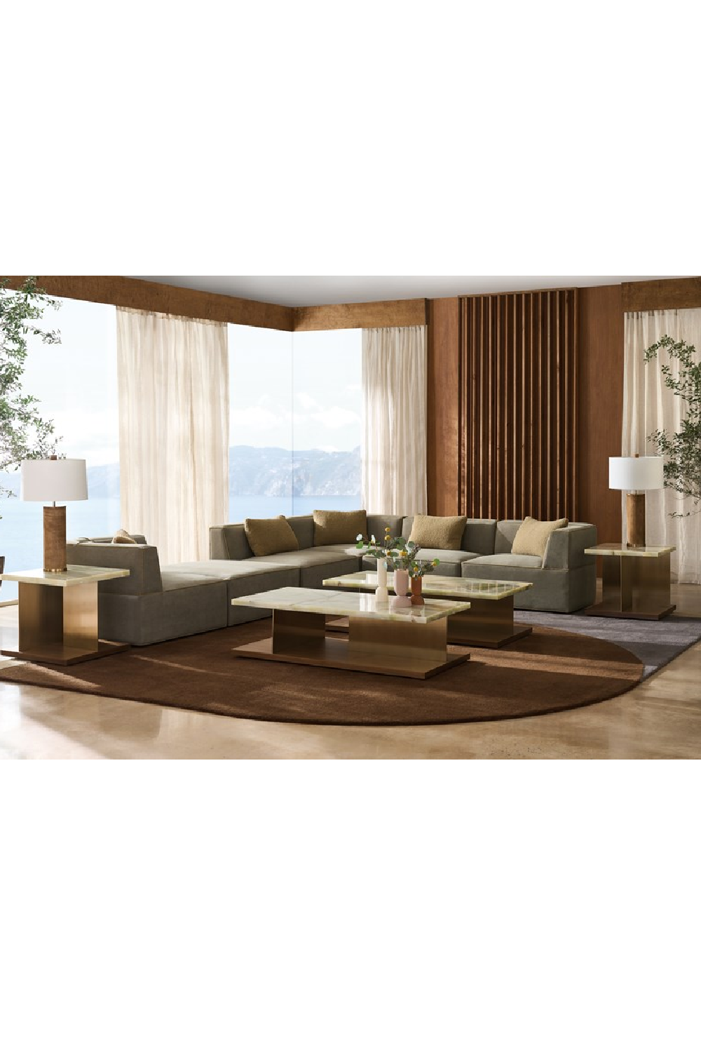 Brązowa sofa modułowa z lamówką | Caracole Marbella | Caracole.eu.com