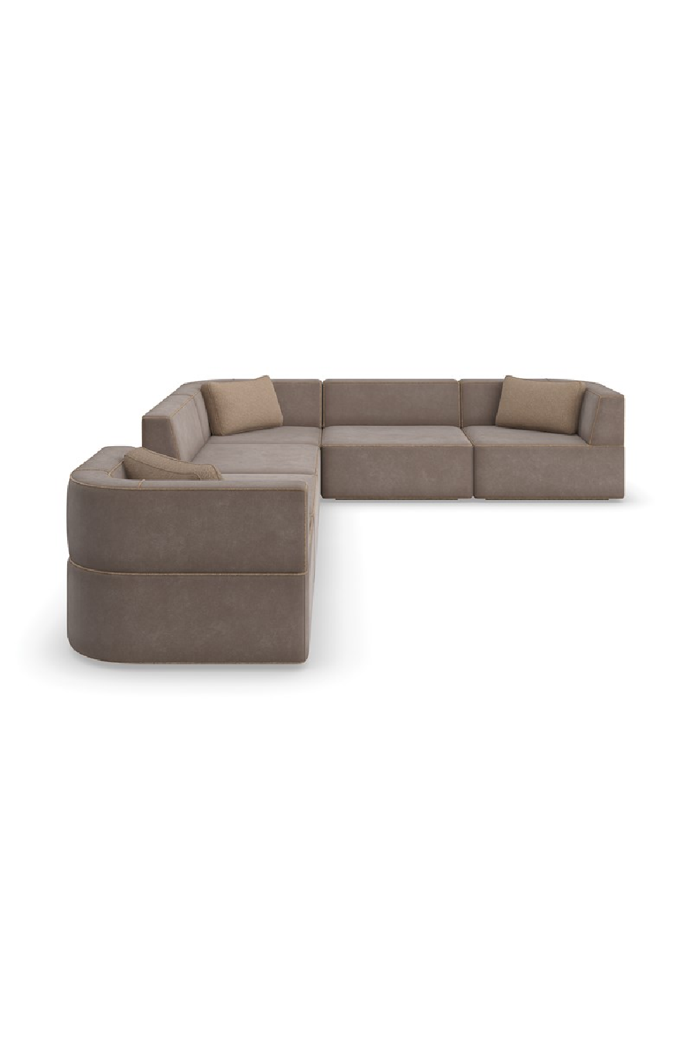 Brązowa sofa modułowa z lamówką | Caracole Marbella | Caracole.eu.com