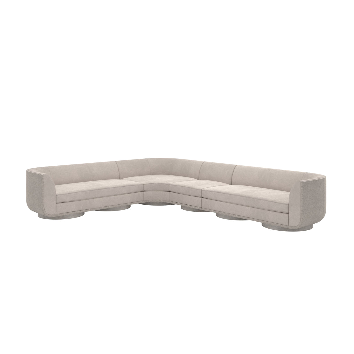 Sofa modułowa Taupe Velvet 4-częściowa | Caracole Clipper