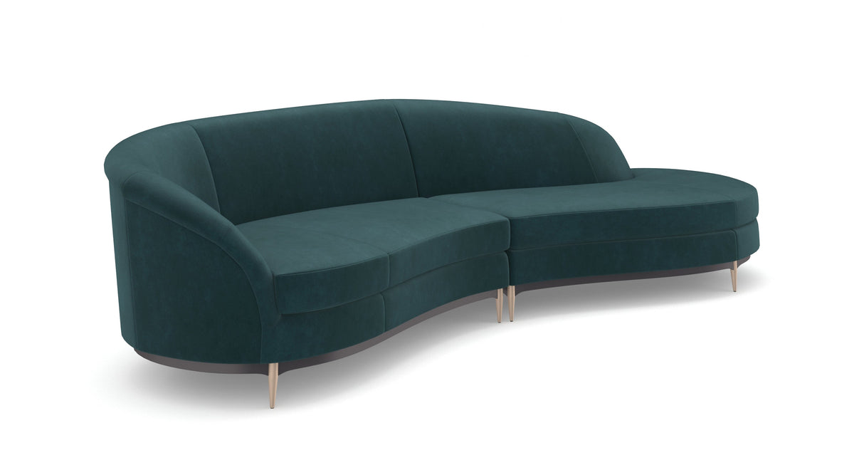 Zielona sofa modułowa | Caracole Three's Company