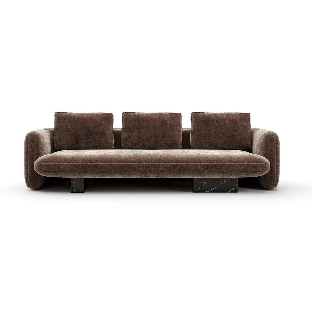 Taupe Aksamitna Sofa | Caracole Overlap