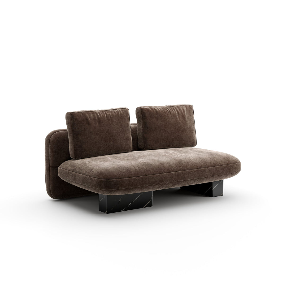 Sofa dwuosobowa z aksamitu w kolorze taupe | Caracole Overlap