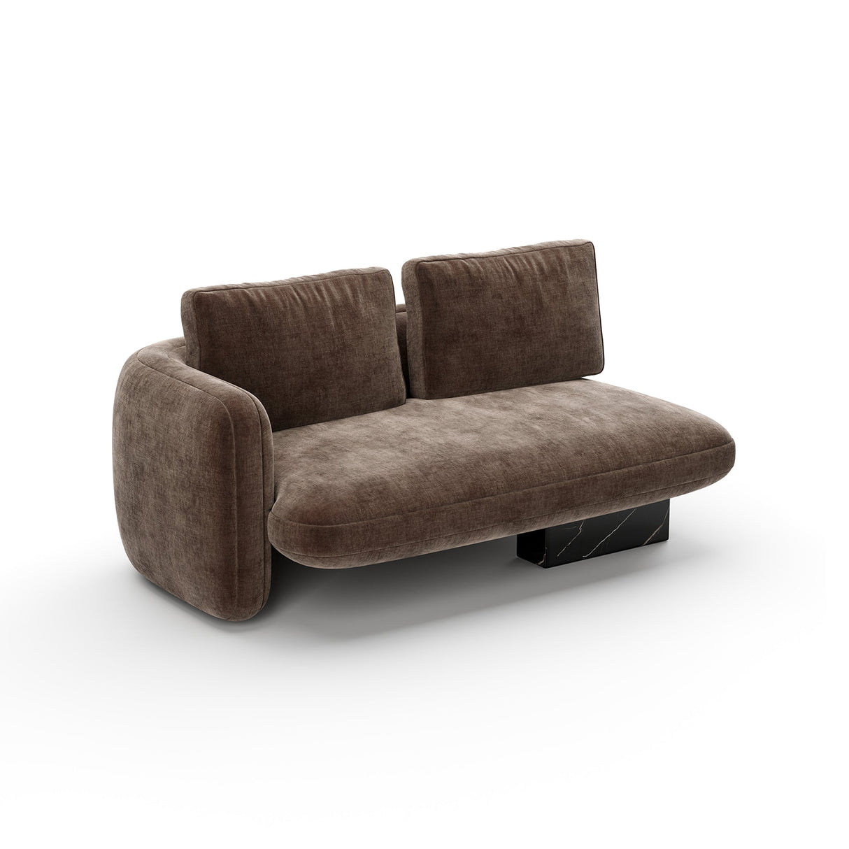 Lewa sofa dwuosobowa z aksamitu w kolorze taupe | Caracole Overlap