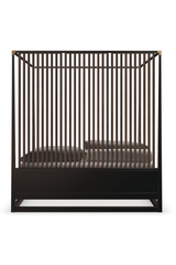 Brązowe drewniane łóżko z baldachimem | Caracole Pinstripe | Caracole.eu.com