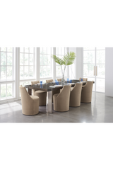 Krzesło do jadalni w kolorze taupe velvet | Caracole Barrel Roll | Caracole.eu.com