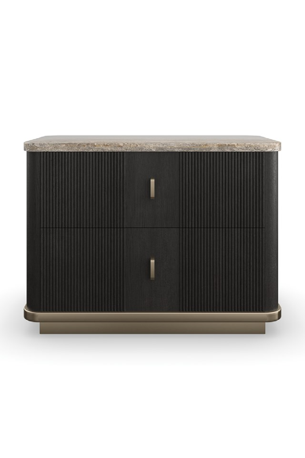 Stolik nocny z 2 szufladami z czarnego jesionu | Caracole Rhythm | Caracole.eu.com