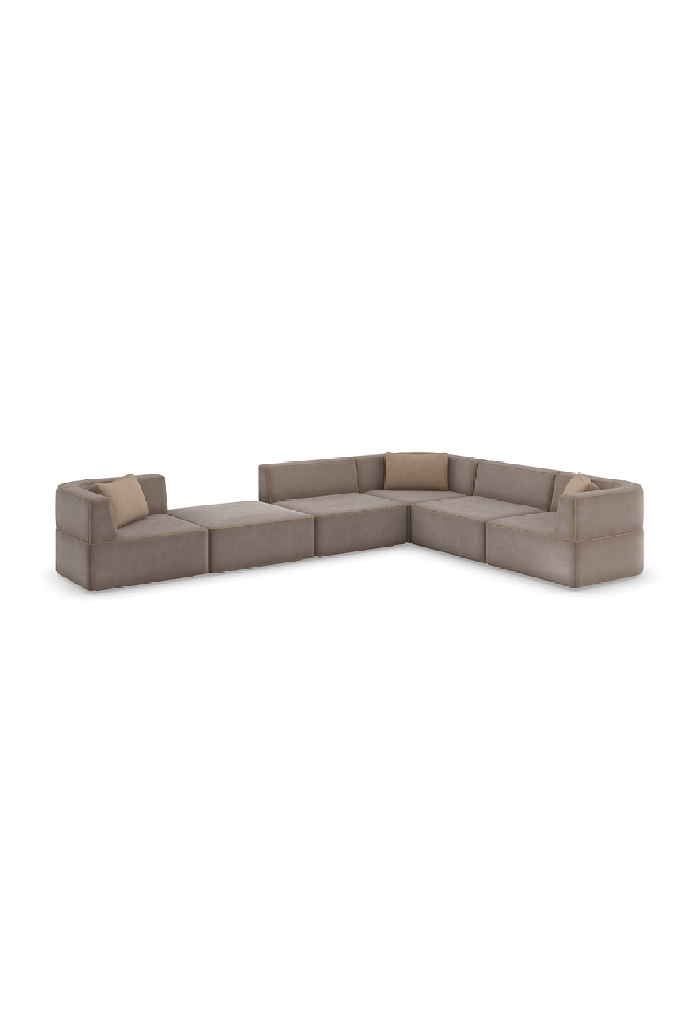 Brązowa sofa modułowa z lamówką | Caracole Marbella | Caracole.eu.com