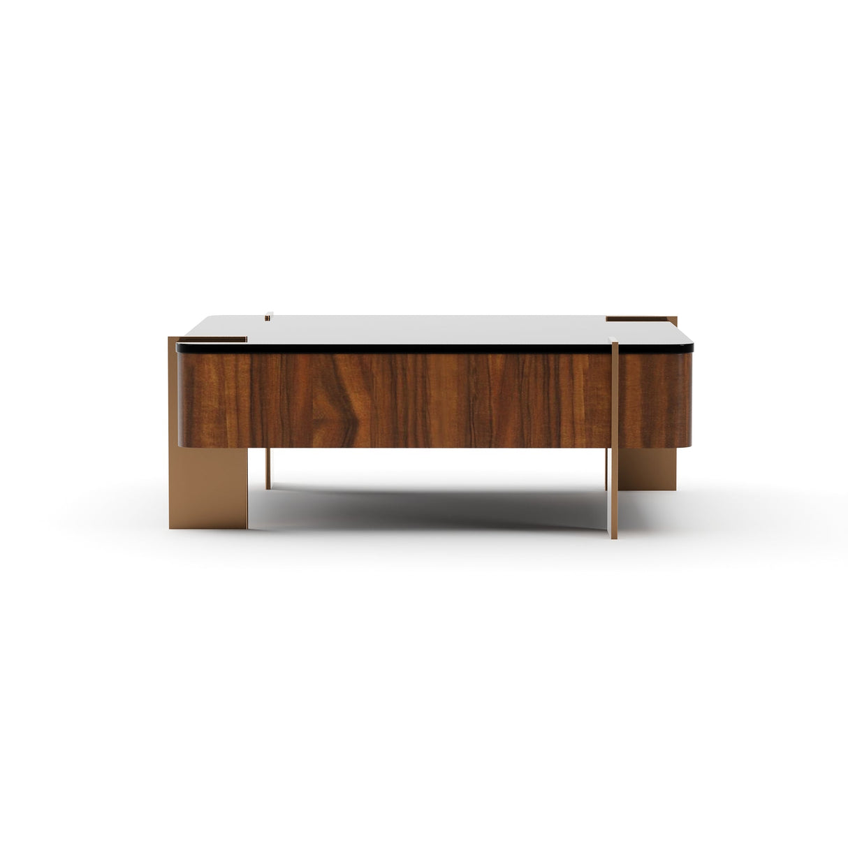 Stolik kawowy Walnut Square Glass Top | Caracole Altura