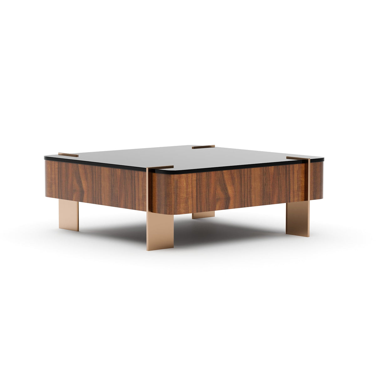 Stolik kawowy Walnut Square Glass Top | Caracole Altura
