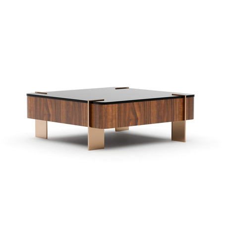 Stolik kawowy Walnut Square Glass Top | Caracole Altura