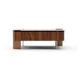 Stolik kawowy Walnut Square Glass Top | Caracole Altura