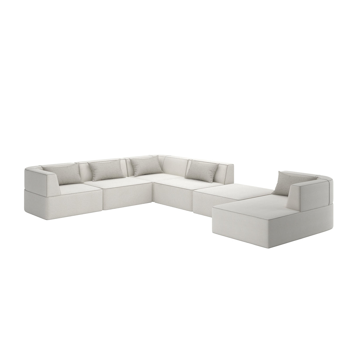 Sofa modułowa z białym ściągaczem, 6 elementów | Caracole Marbella