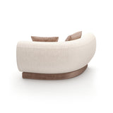 Beżowa, prążkowana sofa narożna z lnu | Caracole Seta