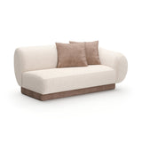 Beżowa, prążkowana, lniana sofa dwuosobowa | Caracole Seta