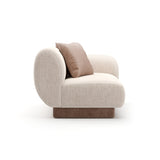 Beżowa, prążkowana, lniana sofa dwuosobowa | Caracole Seta