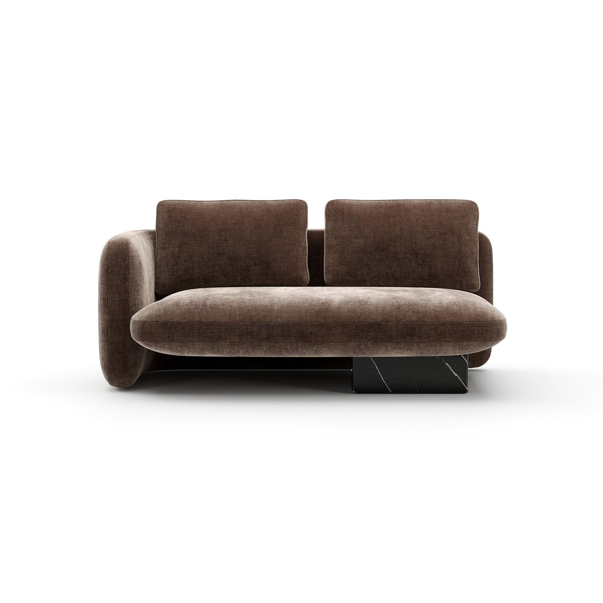 Lewa sofa dwuosobowa z aksamitu w kolorze taupe | Caracole Overlap
