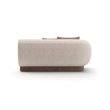 Beżowa, prążkowana, lniana sofa dwuosobowa | Caracole Seta