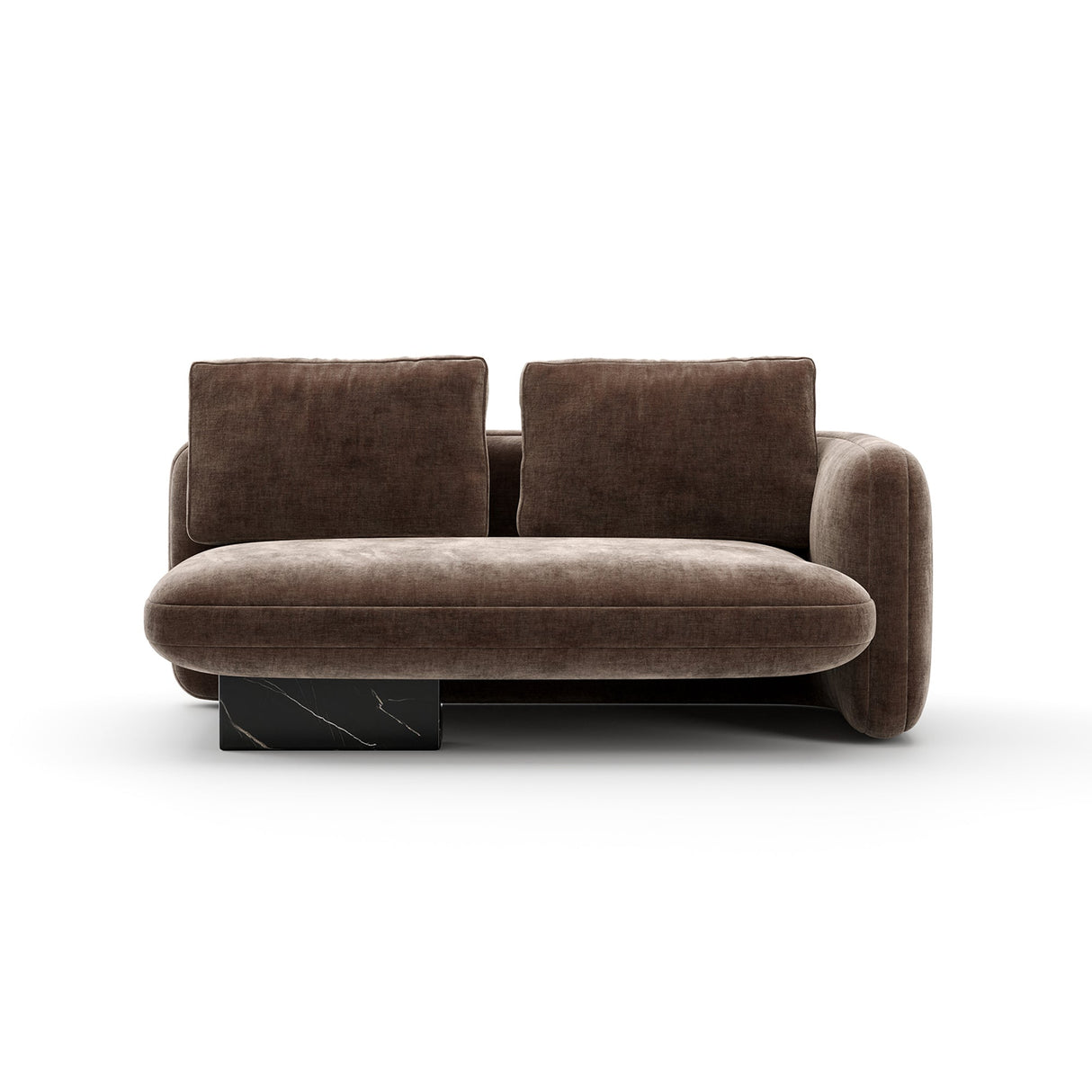 Kanapa z prawym zderzakiem w kolorze taupe velvet | Caracole Overlap