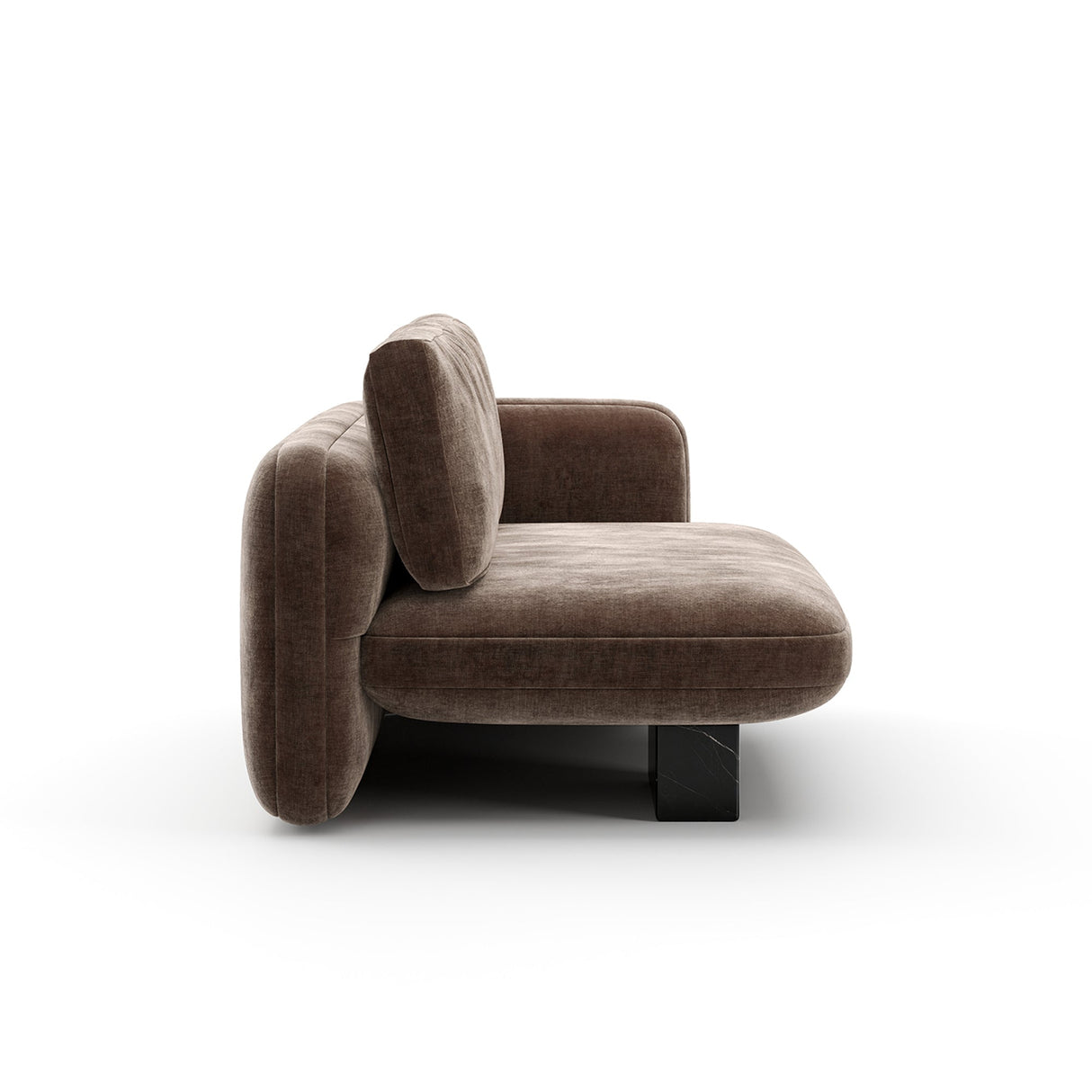 Kanapa z prawym zderzakiem w kolorze taupe velvet | Caracole Overlap