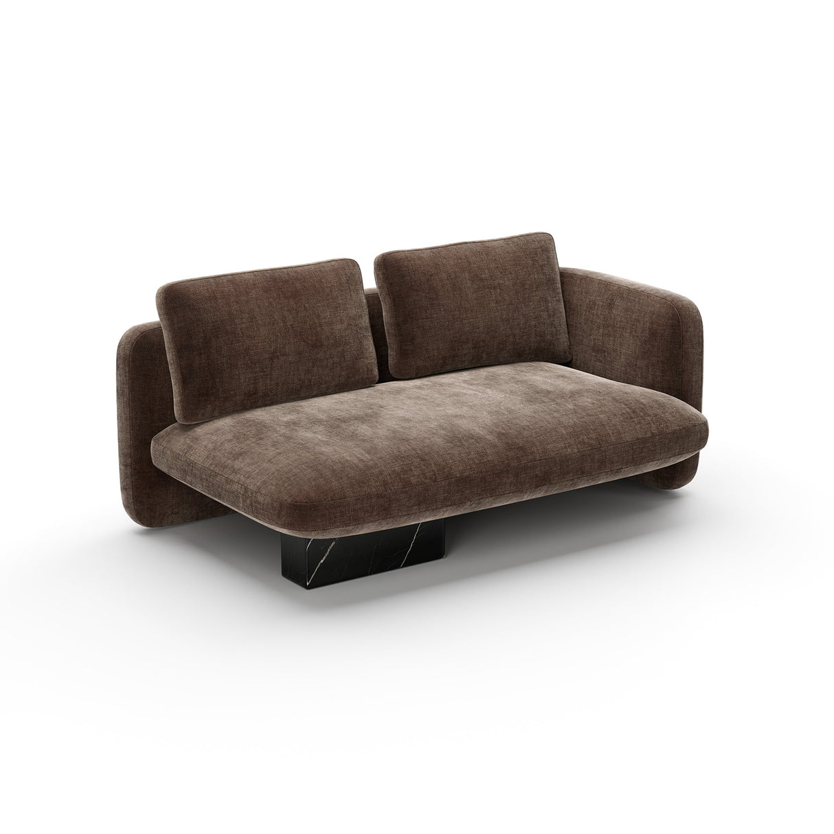 Kanapa z prawym zderzakiem w kolorze taupe velvet | Caracole Overlap