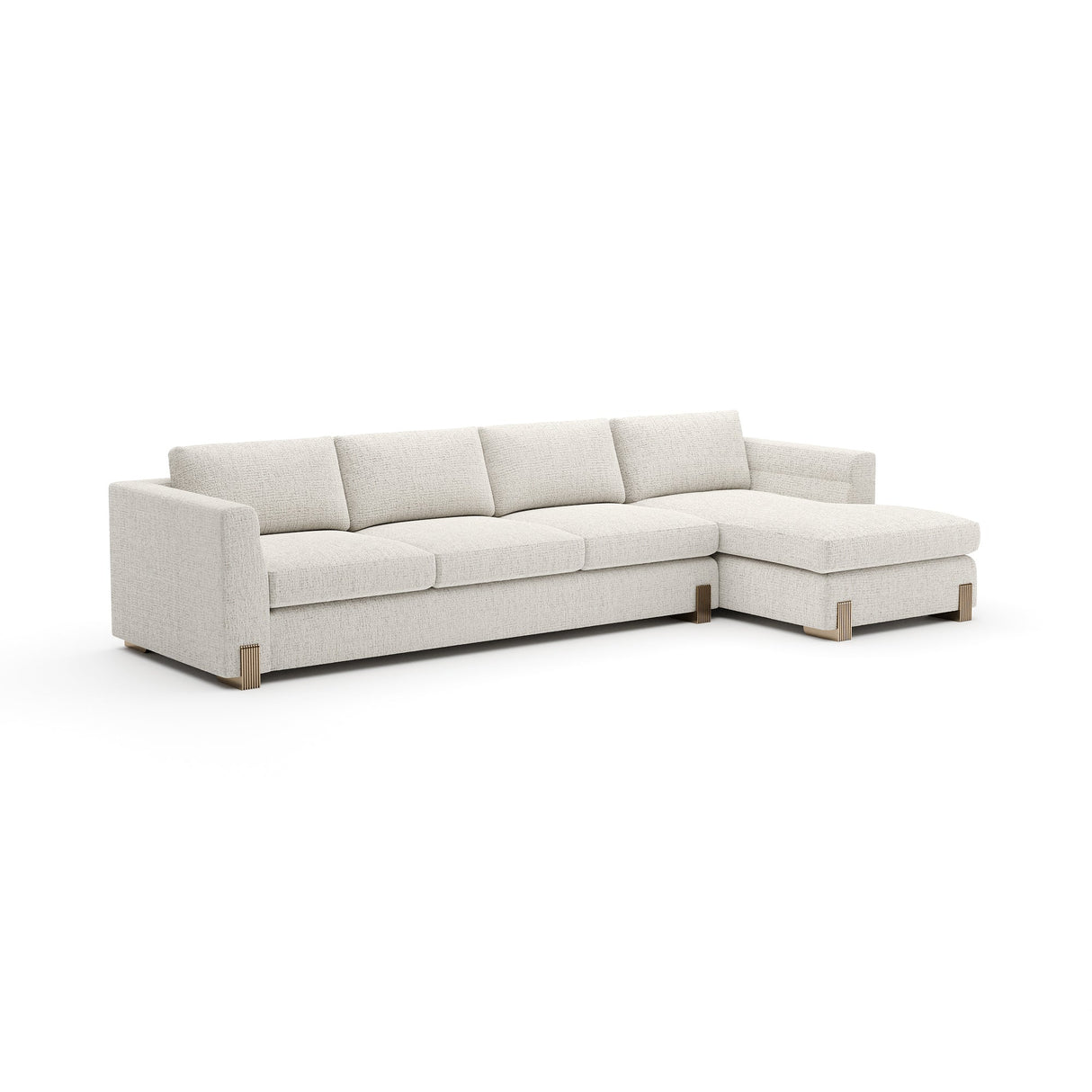 Nowoczesna sofa z leżanką po prawej stronie w neutralnych tonach | Caracole Contrast